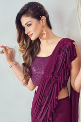 Smart Looking Magenta Colour Functional Wear Saree